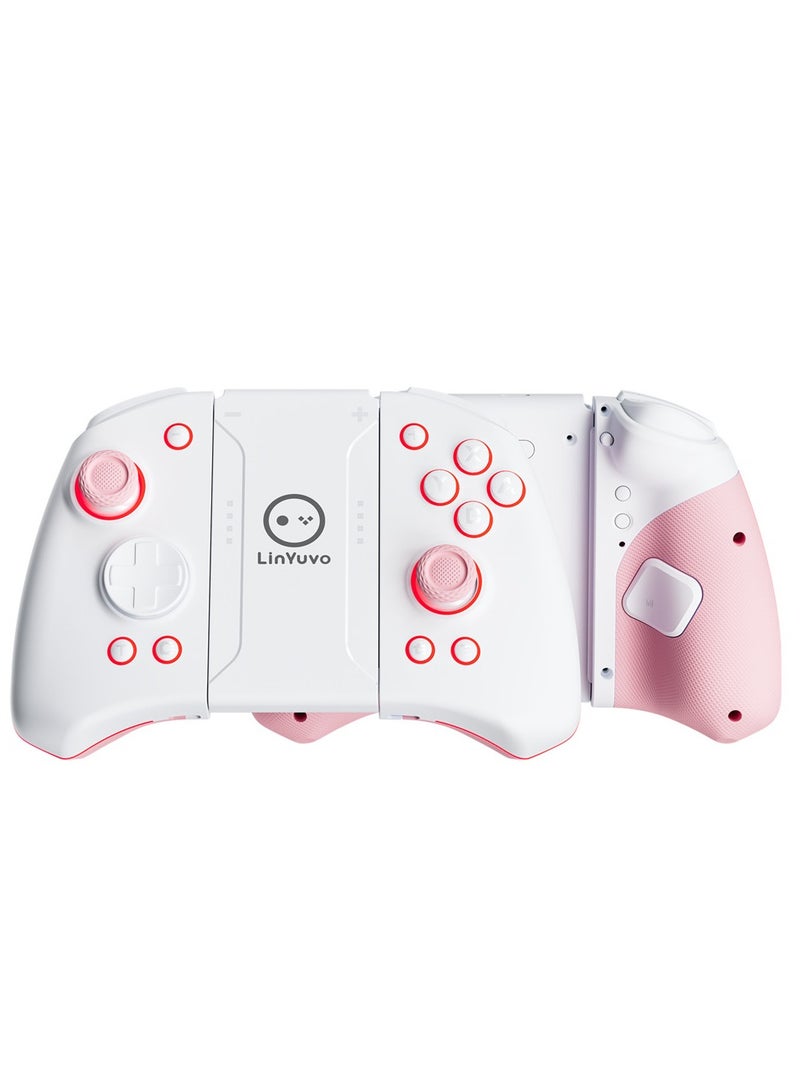 general Classic Joypad LinYuvo KS33 Bluetooth Gaming Controller for Switch, Switch Lite, Switch OLED with 8 Colors RGB Light, Metal Joystick, Six-Axis Gyroscope, Turbo Function, Adjustment Dual Vibration, Wake-Up Function, Motion Control, Rapid Burst, 500mAh Battery - Image 2