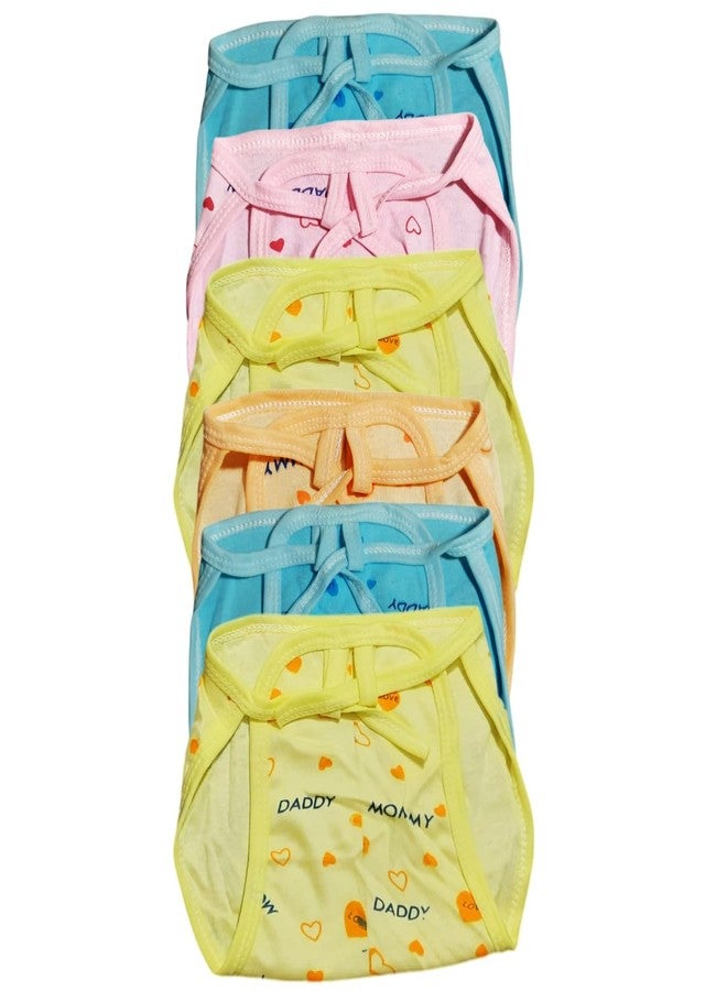 MammaChamp Pure Cotton Thick Fabric Hosiery Nappies/Basic Langot Reusable, washable, U Shaped Diapers for Newborn baby (Multicolour, Pack of 6) - Image 1