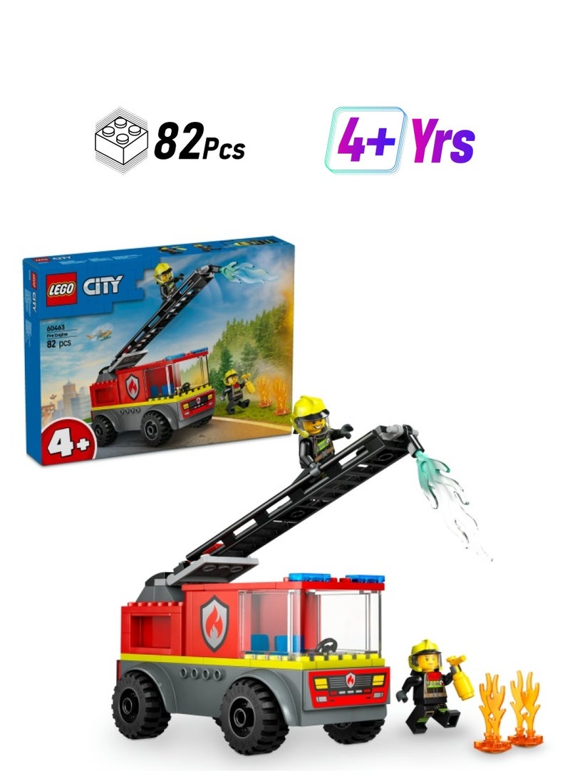LEGO City Fire Engine with Ladder Toy for Toddlers - Vehicle Set with a Truck and 2 Firefighter Minifigures for 4+ Year Old Boys & Girls - Educational Gifts for Preschool Kids - 60463 (82 pieces)  - Image 1