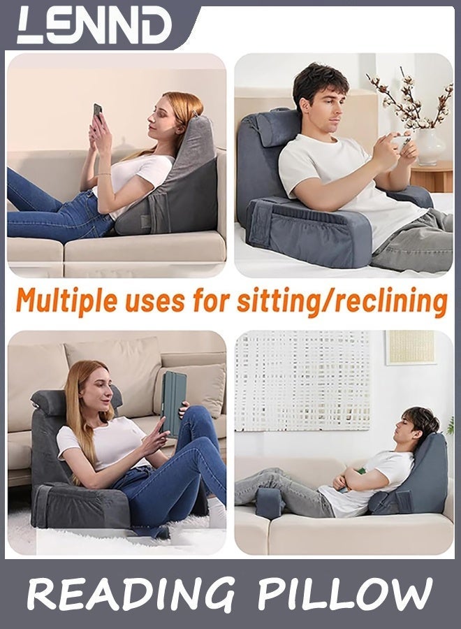LENND Reading Pillow for Sitting in Bed Adult, Back Pillow for Bed Sitting up, Reading & Bed Rest Pillows for Watching TV/Reading, Gaming, Resting in Bed, Couch or Floor - Image 3