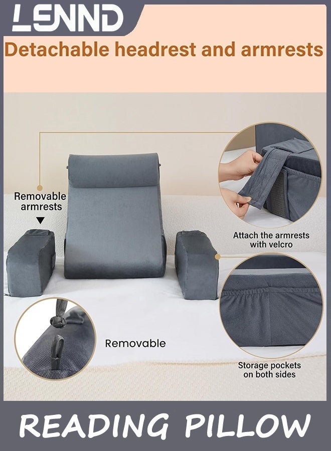 LENND Reading Pillow for Sitting in Bed Adult, Back Pillow for Bed Sitting up, Reading & Bed Rest Pillows for Watching TV/Reading, Gaming, Resting in Bed, Couch or Floor - Image 2