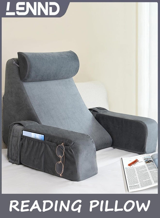 LENND Reading Pillow for Sitting in Bed Adult, Back Pillow for Bed Sitting up, Reading & Bed Rest Pillows for Watching TV/Reading, Gaming, Resting in Bed, Couch or Floor - Image 1