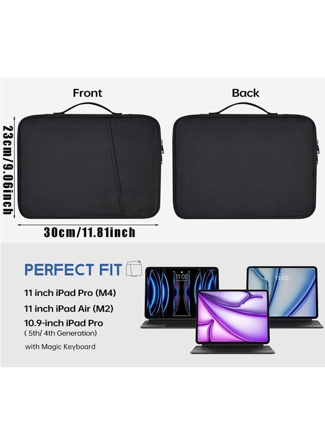 11 inch iPad Sleeve Case, Padded Travel Carrying Bag for 11-inch iPad Pro M4 & iPad Air M2 M3, iPad 11-in A16 Shockproof Handle Bag Cove -Black - Image 2