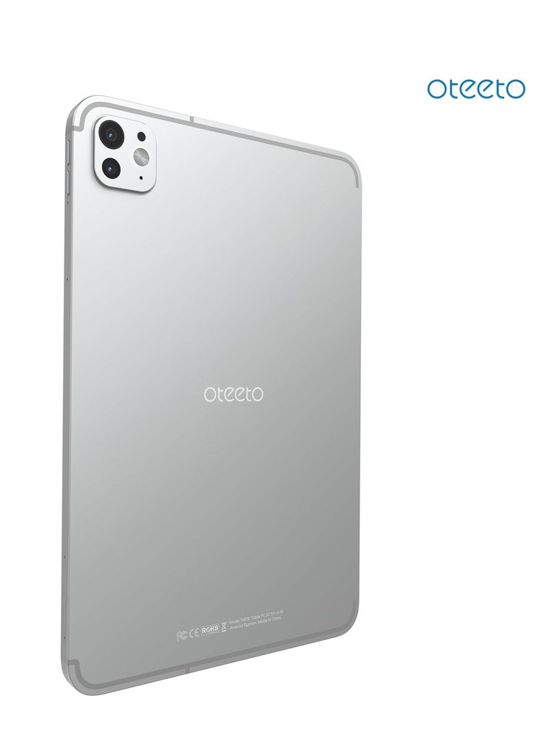 Oteeto OTEETO TAB 15 Tablet/10.1 Inch/4G SIM/iOS Style Operating System/5G Dual SIM/Octa Core Processor/Included Flip Cover&Keyboard/8GB RAM + 512 GB ROM/Android 13/6000 mAh/8MP Front+13 MP Rear (Silver)  - Image 3