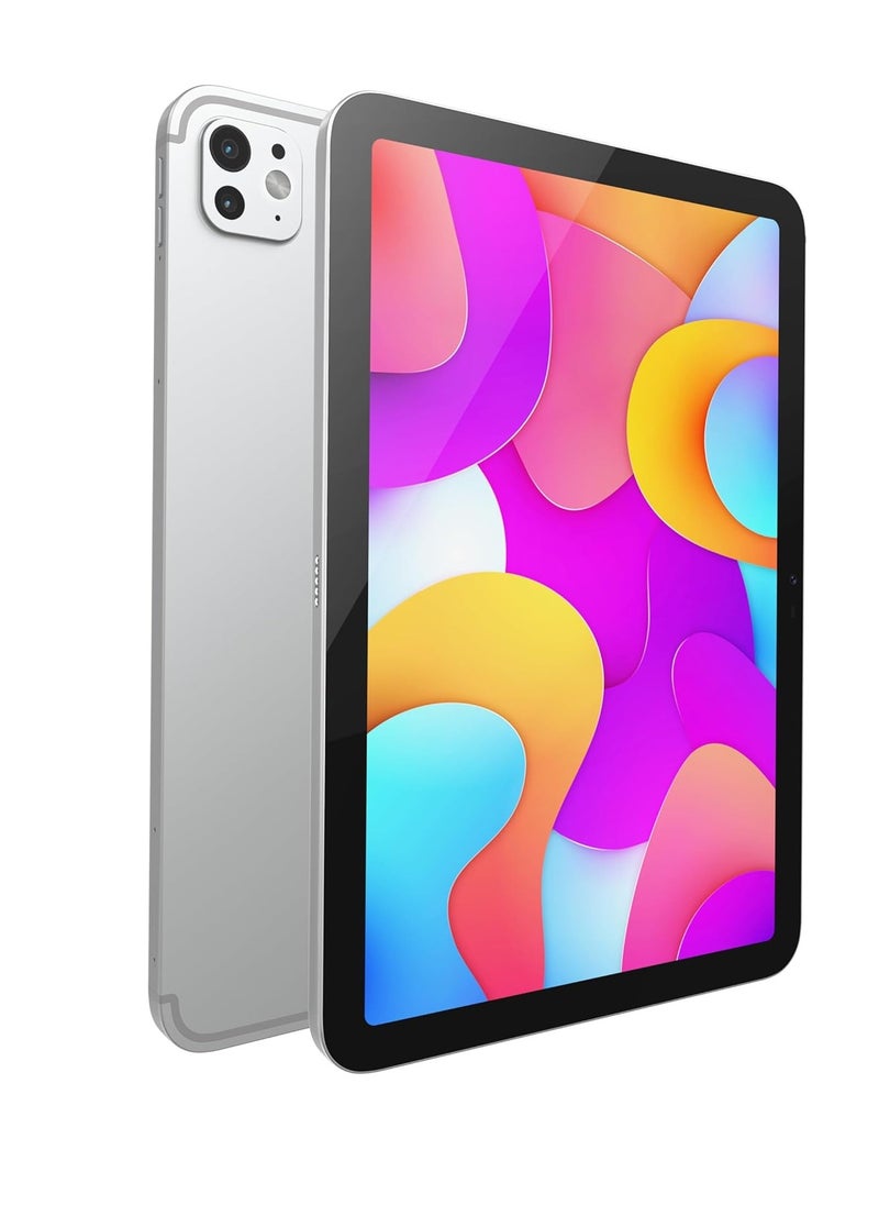 Oteeto OTEETO TAB 15 Tablet/10.1 Inch/4G SIM/iOS Style Operating System/5G Dual SIM/Octa Core Processor/Included Flip Cover&Keyboard/8GB RAM + 512 GB ROM/Android 13/6000 mAh/8MP Front+13 MP Rear (Silver)  - Image 1
