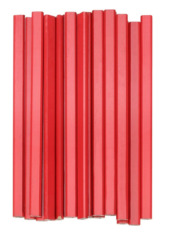 SINJEUN 144 Pieces 7 Inch Red Carpenter Pencils, Octagonal Flat Wooden Pencil, Professional Medium Hard Graphite Hard Carpenter Woodworking Marking Pencils - Image 4