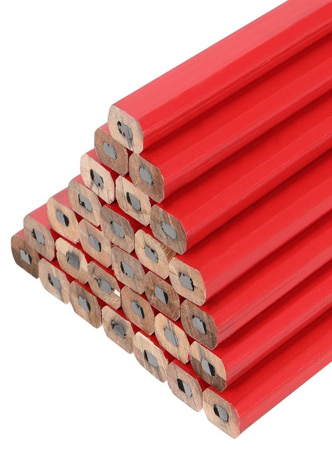 SINJEUN 144 Pieces 7 Inch Red Carpenter Pencils, Octagonal Flat Wooden Pencil, Professional Medium Hard Graphite Hard Carpenter Woodworking Marking Pencils - Image 3