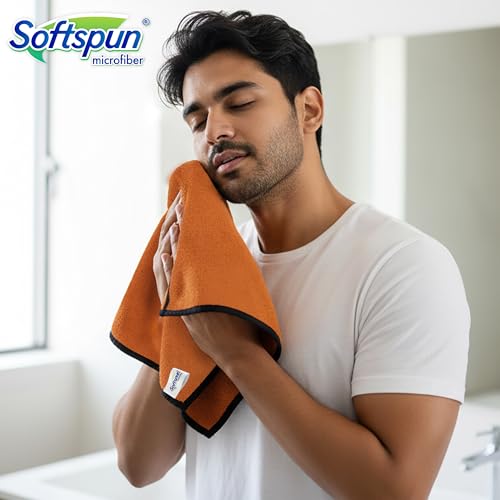 SOFTSPUN Microfiber Face & Hand Towel 2 Pc Brown! Ultra Absorbent Super Soft & Lightweight Quick Drying for Men & Women Daily Use Unisex. - Image 2