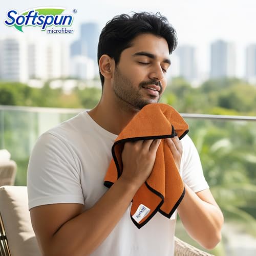 SOFTSPUN Microfiber Face & Hand Towel 2 Pc Brown! Ultra Absorbent Super Soft & Lightweight Quick Drying for Men & Women Daily Use Unisex. - Image 4