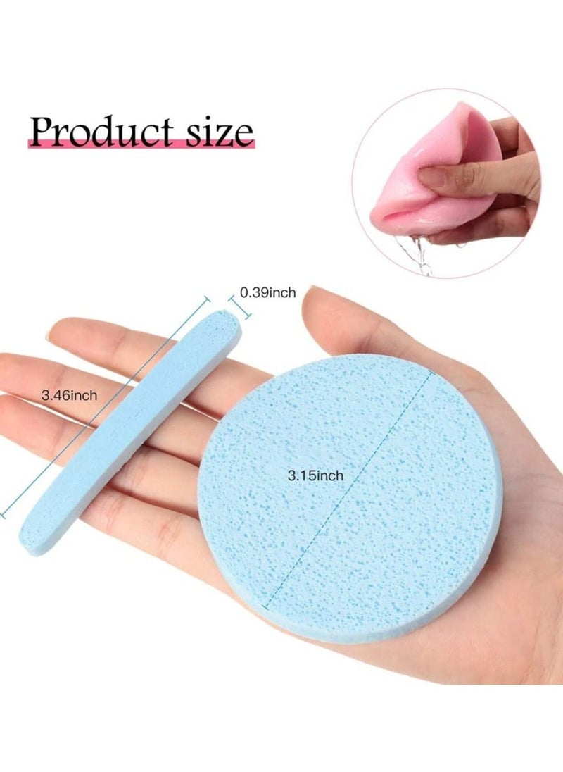 Y&D Compressed Face Sponge, 72 Pieces Cleansing Sponge Makeup Removal Pad Exfoliating Wash Round (Pink * 24 Pcs, Yellow Blue 24Pcs)  - Image 4