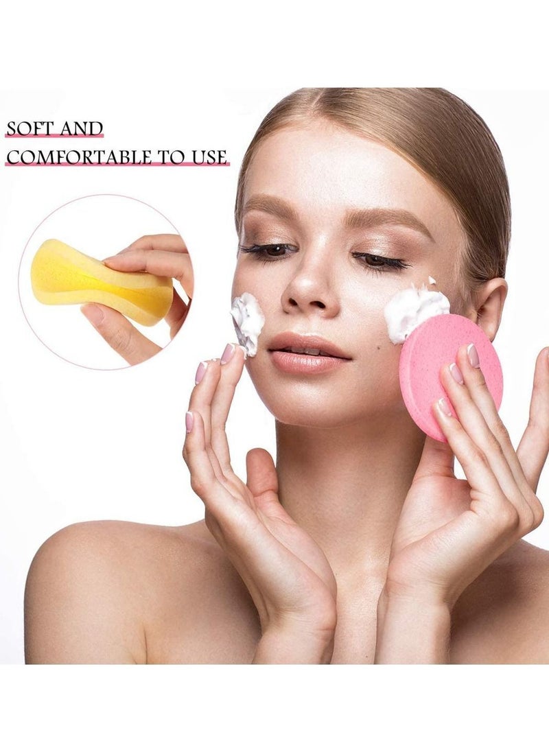 Y&D Compressed Face Sponge, 72 Pieces Cleansing Sponge Makeup Removal Pad Exfoliating Wash Round (Pink * 24 Pcs, Yellow Blue 24Pcs)  - Image 2