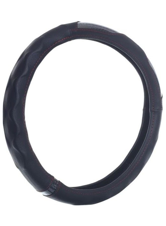 غطاء طارة دركسيون من الجلد والمطاط والالياف الكربونية - رمادي غامق - Image 1