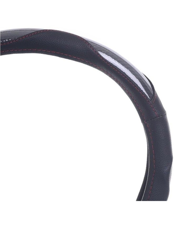 غطاء طارة دركسيون من الجلد والمطاط والالياف الكربونية - رمادي غامق - Image 3