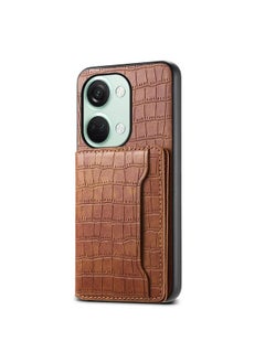 erorex For OnePlus Ace 2V Crocodile Texture Card Bag Design Full Coverage Phone Case(Brown) 