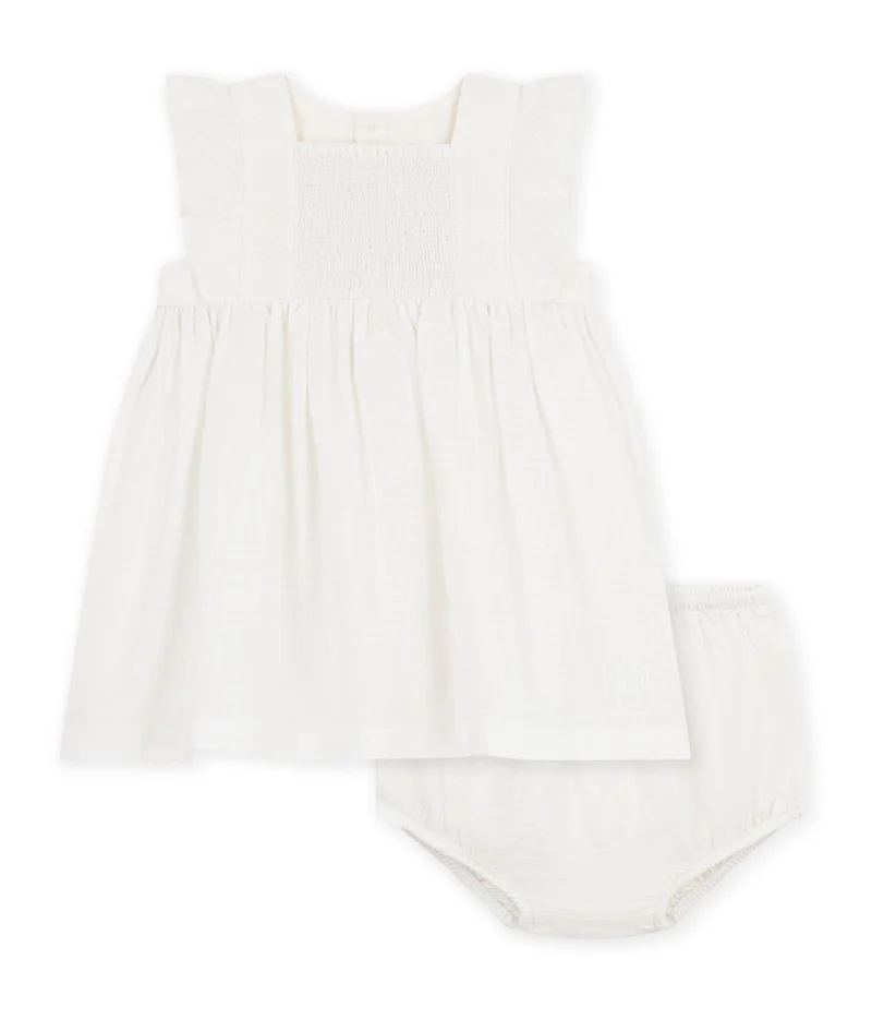 بيتي باتو Babies' Short-Sleeved Plain Cotton Dress