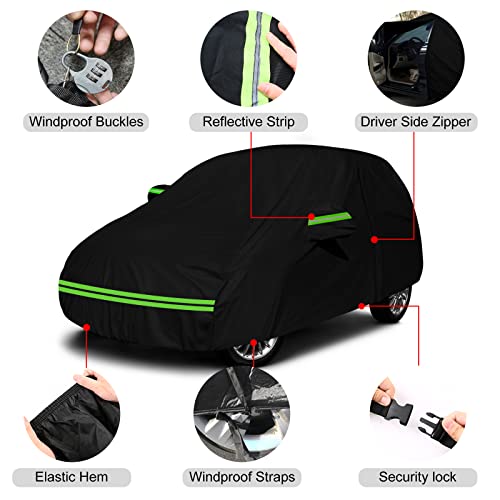 SPORTULI Waterproof Car Cover Replace for 2001-2010 Chrysler PT Cruiser, 6 Layers All Weather Car Covers with Zipper Door & Windproof Bands for Snow Rain Dust Hail Protection (PT Cruiser) - Image 3