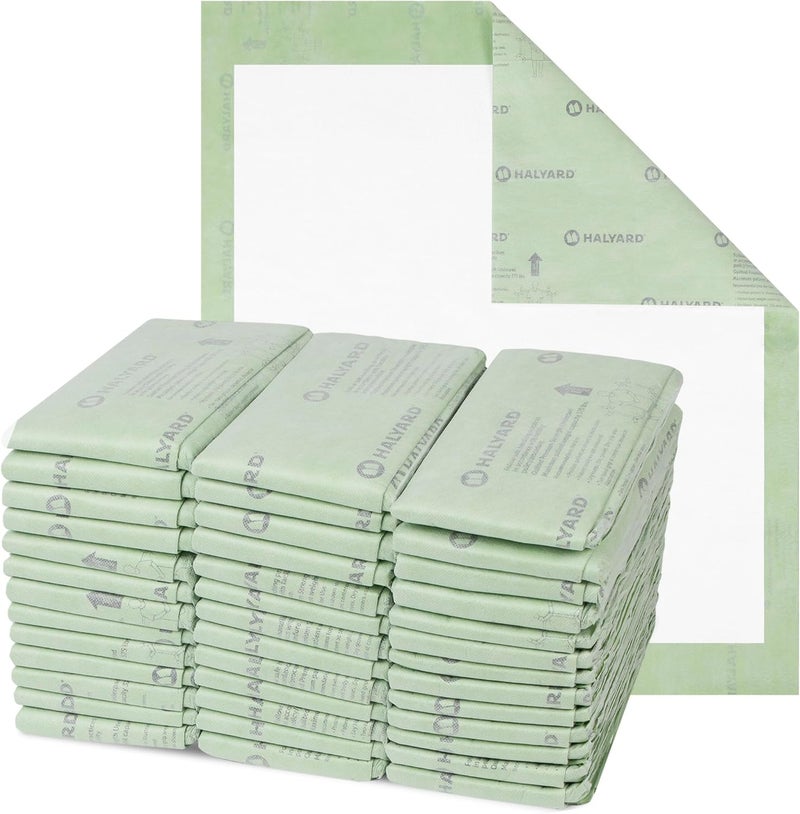 HALYARD HALYARD Premium Disposable Underpads 23 x 36 Chux Pads Absorbent Incontinence Bed Pads Adults Moisture Odor Control Green - Case of 72 