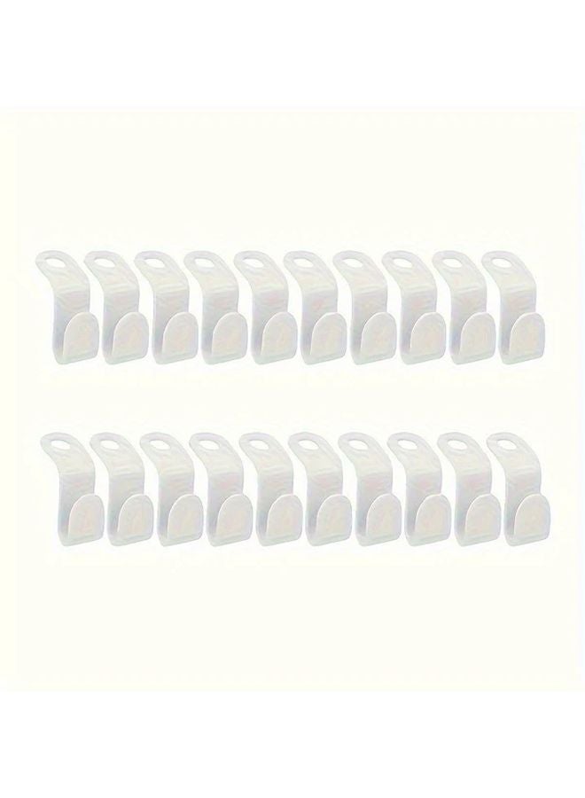 20 قطعة من خطاطيف الملابس البلاستيكية البيضاء منظف الحائط الموفّر للمساحة للخزانة والمطبخ - Image 3