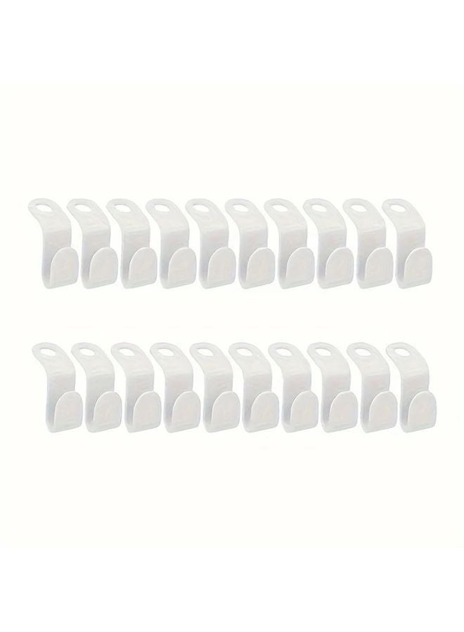 20 قطعة من خطاطيف الملابس البلاستيكية البيضاء منظف الحائط الموفّر للمساحة للخزانة والمطبخ - Image 1