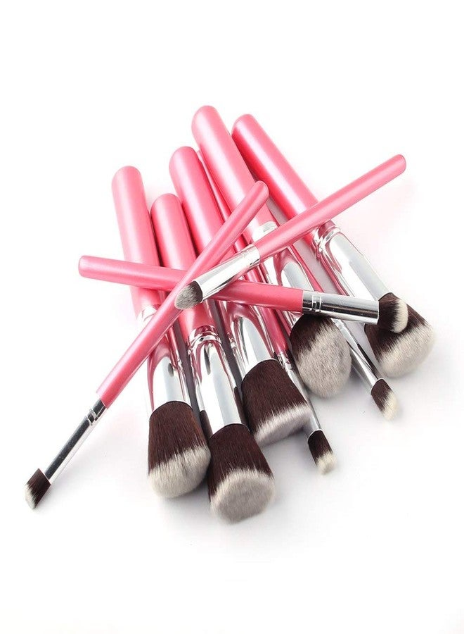 لوكزر مجموعة فرش مكياج ناعمة من لوكزر، 10 قطع (لون وردي) مع إسفنجة دمج مكياج (مجاناً) - طقم فرش مكياج محمول - Image 2