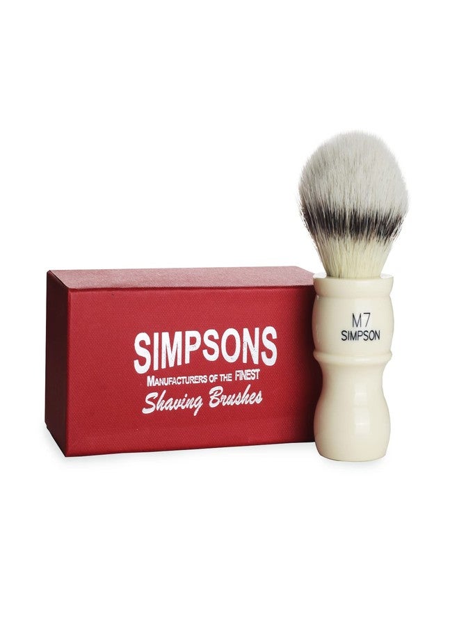 Simpson Shaving Brushes Alexander Simpson M7 Synthetic Best Hair Brush, Faux Platinum Synthetic Shaving Brush (Ivory) - Image 1