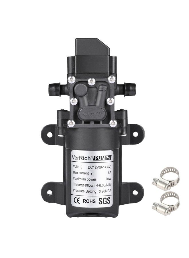 VerRich Diaphragm Pump, 12V Water Pump 70W 6A Intelligent Self Priming Sprayer Pump 6 L/Min 0.9MPA 131 PSI for RV Camper Marine Boat Garden - Image 1