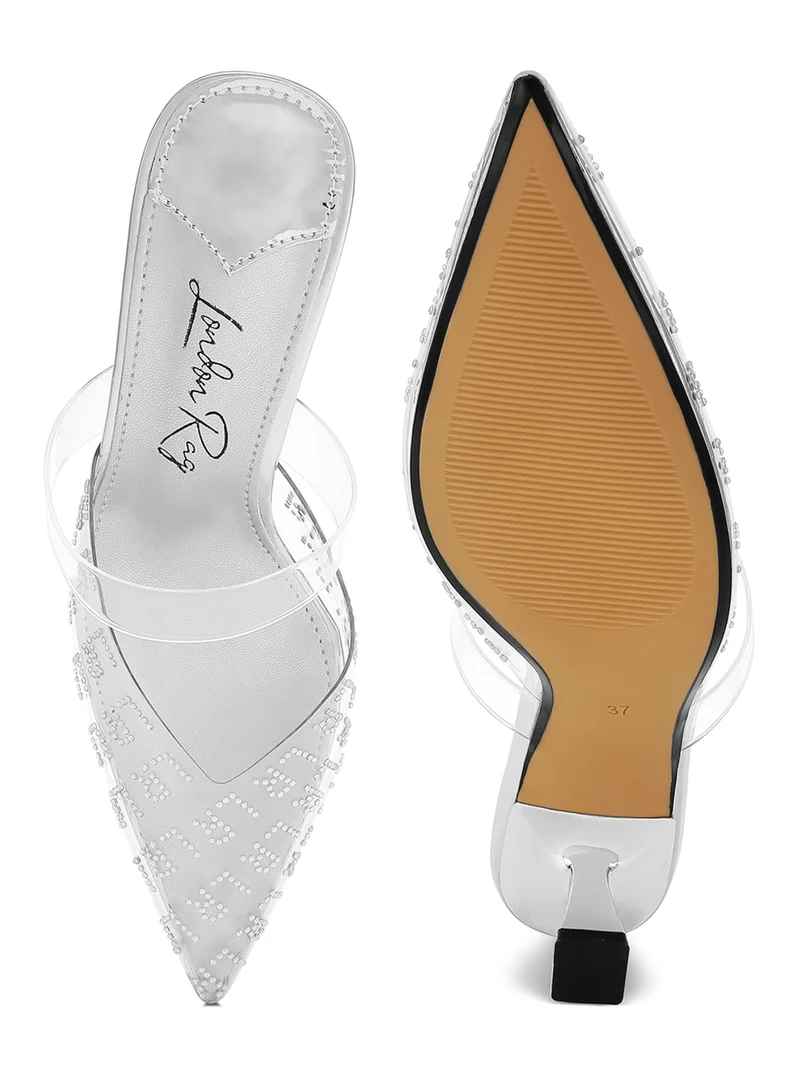 London Rag Pointed Toe Kitten Heels in Silver