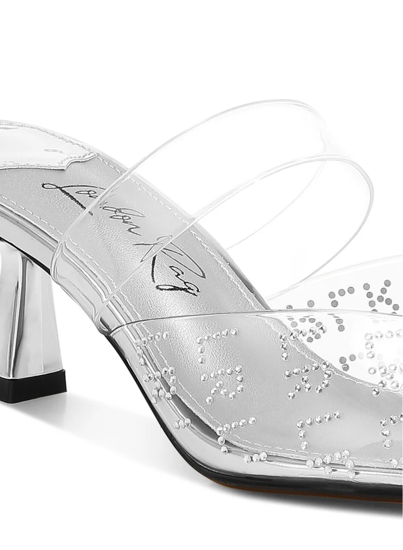 London Rag Pointed Toe Kitten Heels in Silver