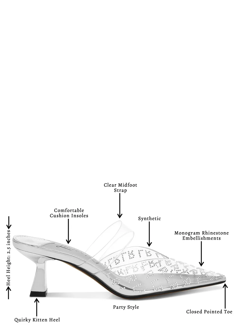 London Rag Pointed Toe Kitten Heels in Silver