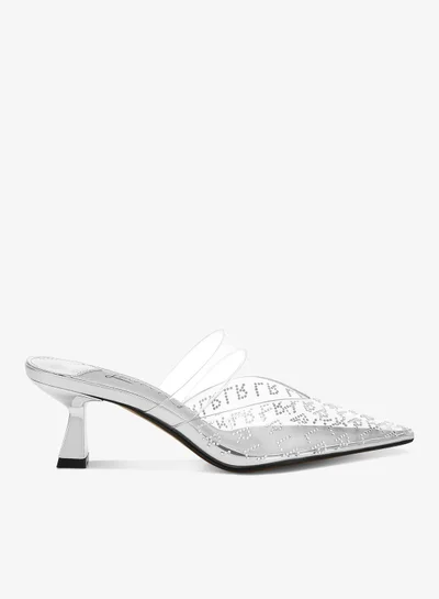 London Rag Pointed Toe Kitten Heels in Silver