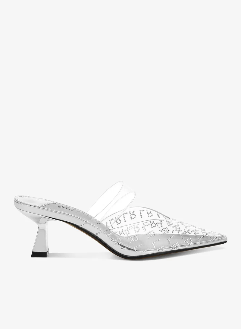 Pointed Toe Kitten Heels in Silver