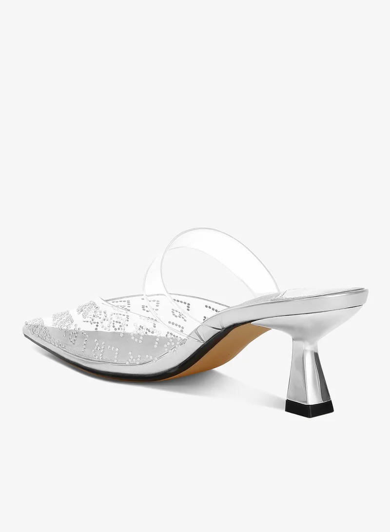 London Rag Silver Pointed Toe Kitten Heels in Silver for Women | Best Price UAE