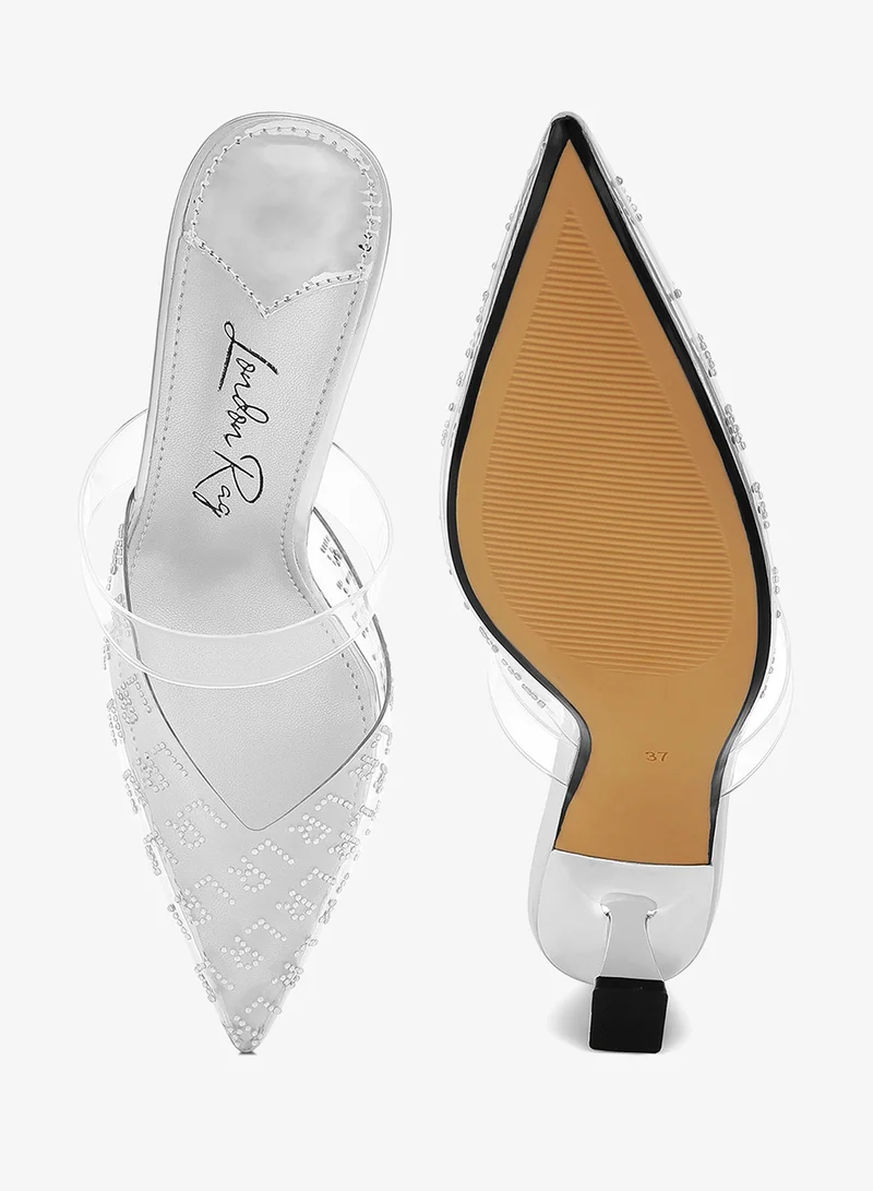 London Rag Silver Pointed Toe Kitten Heels in Silver for Women | Best Price UAE