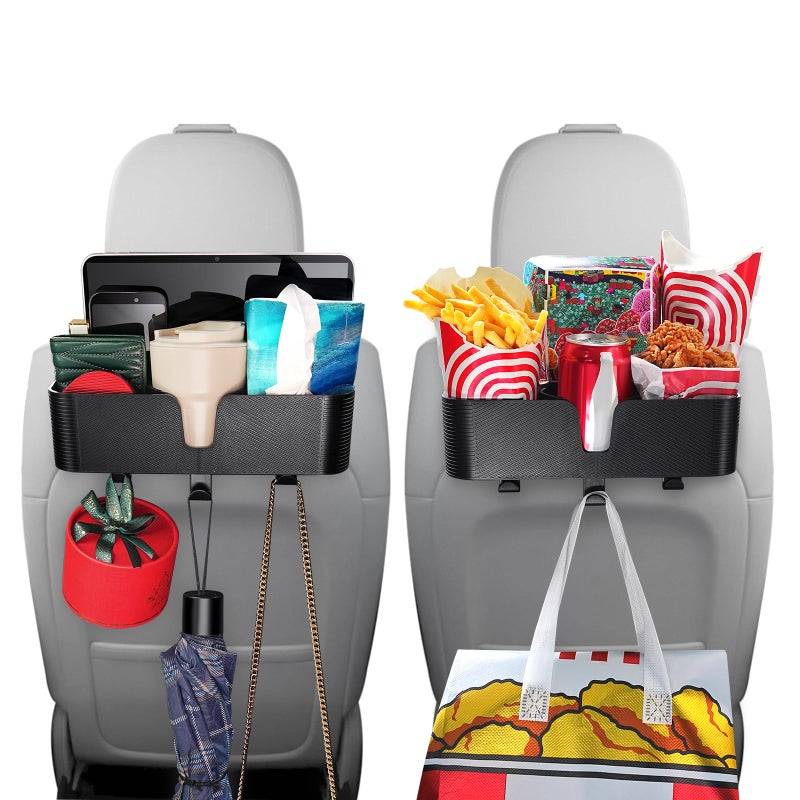 Benlari Car Headrest Backseat Organizer with 37 Cup Holder  3 in 1 Seat Back Organizer Headrest Hooks Multifunctional Storage for Car Backseat Travel Accessories 2pcs