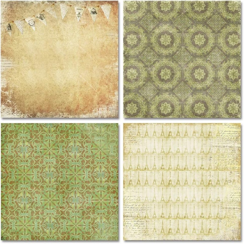 GOMTYEA Vintage Scrapbook Paper 12x12 - Double Sided Pattern Printed Scrapbooking Paper,Attractive Time Classic Antique Old Looking Craft Paper for DIY Card Making,12 Designs 24 Sheets - Image 3