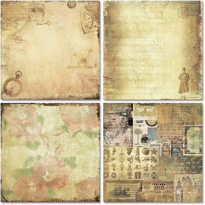 GOMTYEA Vintage Scrapbook Paper 12x12 - Double Sided Pattern Printed Scrapbooking Paper,Attractive Time Classic Antique Old Looking Craft Paper for DIY Card Making,12 Designs 24 Sheets - Image 4