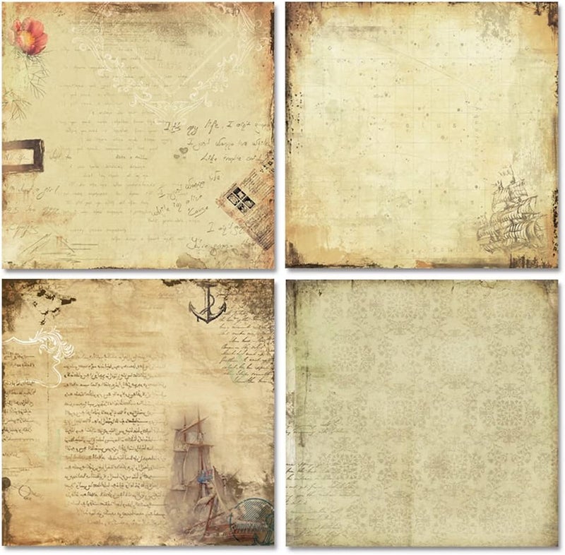 GOMTYEA Vintage Scrapbook Paper 12x12 - Double Sided Pattern Printed Scrapbooking Paper,Attractive Time Classic Antique Old Looking Craft Paper for DIY Card Making,12 Designs 24 Sheets - Image 5