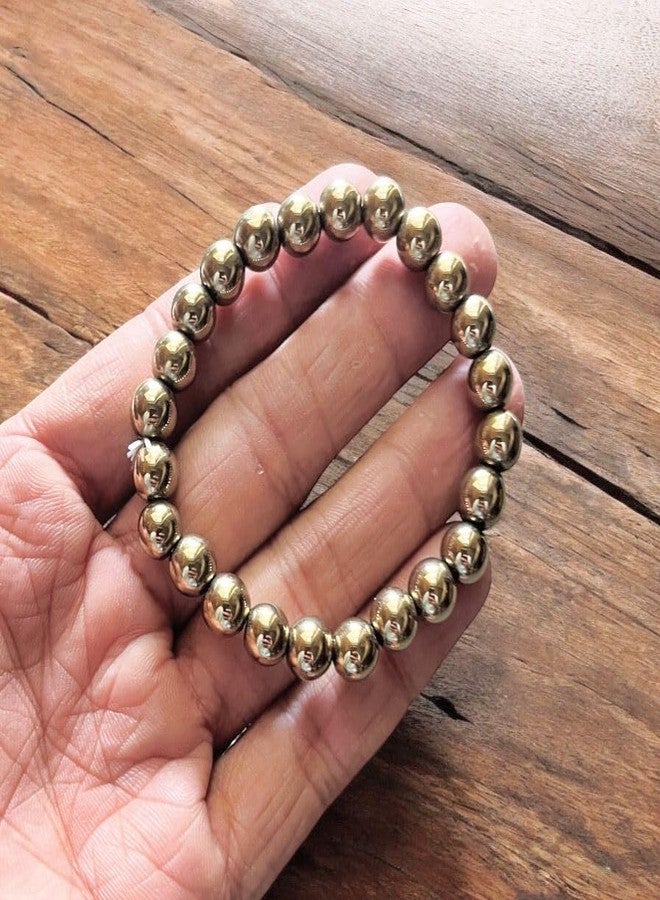 Agatesvibe طقم سوار وحجر البيريت الأصلي من أغيتس فايب، مناسب لتزيين طاولة العمل وفقًا لمبادئ الفاستو، وإكسسوار معدني طبيعي للجنسين - Image 3