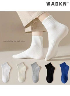 WAOKN Men Women Athletic Crew Socks , 5 Pairs Low Cut Cotton Ankle Socks, Breathable Non,Slip Design for Summer Comfort, for Gym Office & Casual Wear Comfortable Soft Socks,Perfect for Everyday Wear  - Image 3