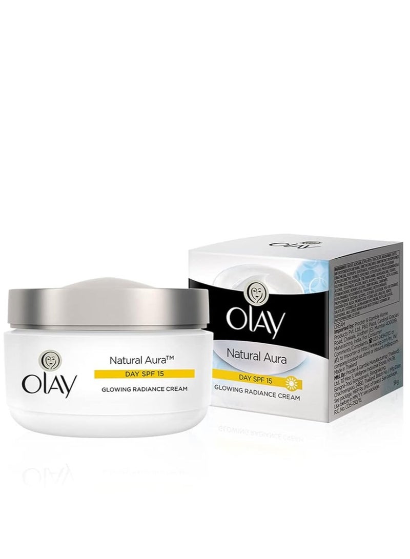Olay Natural Aura Day Cream with SPF 15 | Glowing Radiance Cream | With Niacinamide and Vitamin E | Normal, Oily, Dry, Combination Skin | 50g - Image 1
