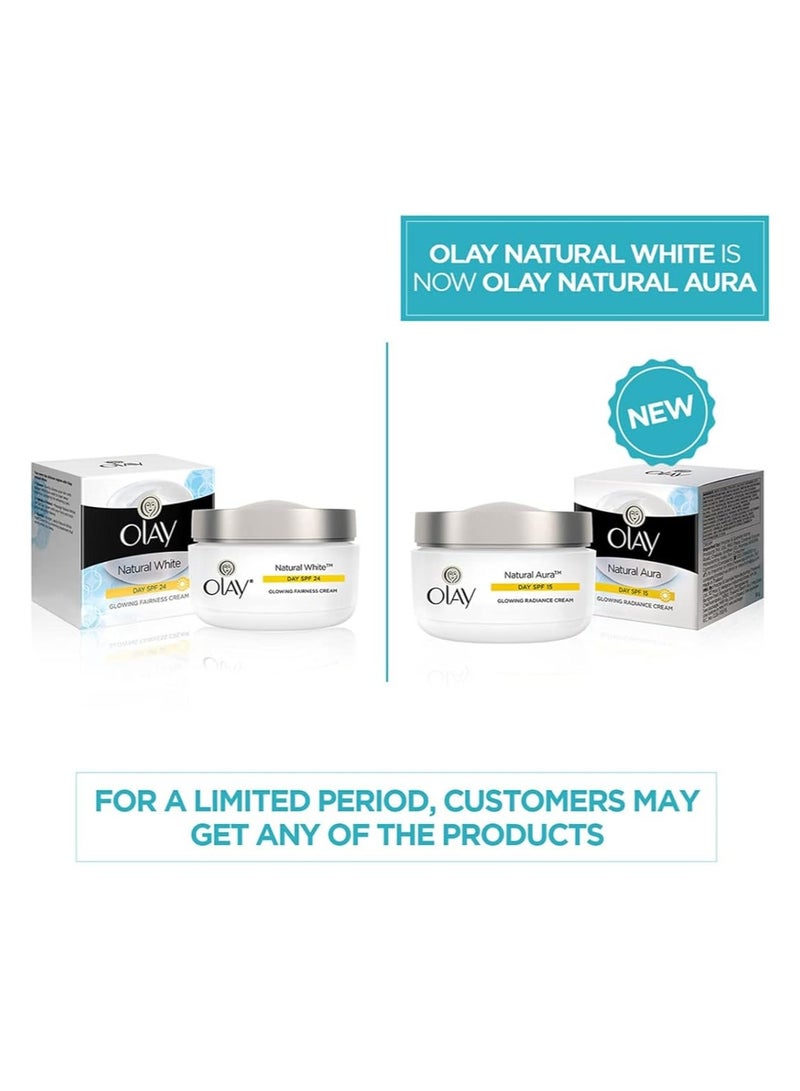 Olay Natural Aura Day Cream with SPF 15 | Glowing Radiance Cream | With Niacinamide and Vitamin E | Normal, Oily, Dry, Combination Skin | 50g - Image 5