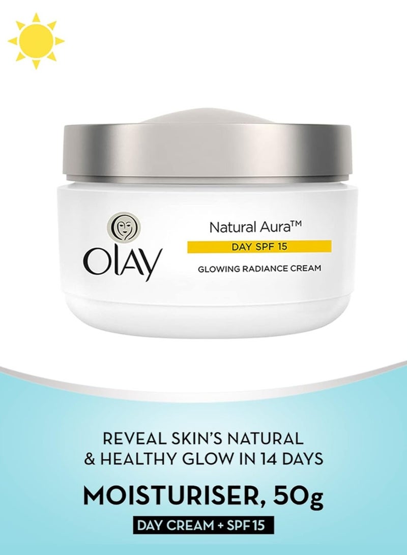 Olay Natural Aura Day Cream with SPF 15 | Glowing Radiance Cream | With Niacinamide and Vitamin E | Normal, Oily, Dry, Combination Skin | 50g - Image 3