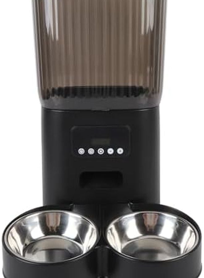 مغذي الحيوانات الأليفة التلقائي، وعاءان مزدوجان، قابل للبرمجة الزمنية، تحكم بواسطة الأزرار، بلاستيك آمن من الدرجة الغذائية - Image 2