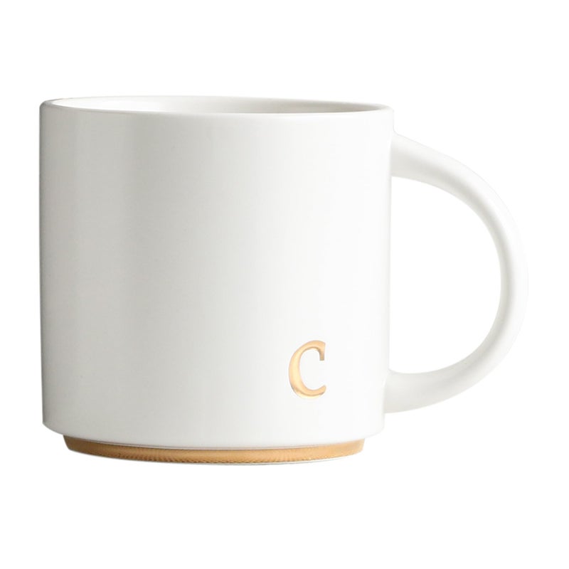 COLLECTIVE HOME Monogram Ceramic Mugs 15 oz Golden Initial Coffee Cups Elegant Alphabet Tea Mugs Elegant Personalized Mug with Gift Box Luxurious Cups for Office and Home c
