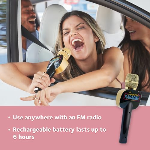Singing Machine Carpool Karaoke Machine for Kids & Adults, Carpool Karaoke The Mic 2.0 - Wireless & Bluetooth Karaoke Microphone with Voice Changing Sound Effects as White Elephant Gift - Gold & Black - Image 5
