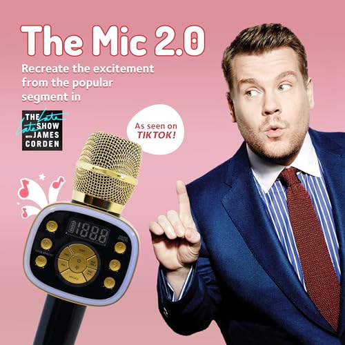 Singing Machine Carpool Karaoke Machine for Kids & Adults, Carpool Karaoke The Mic 2.0 - Wireless & Bluetooth Karaoke Microphone with Voice Changing Sound Effects as White Elephant Gift - Gold & Black - Image 2