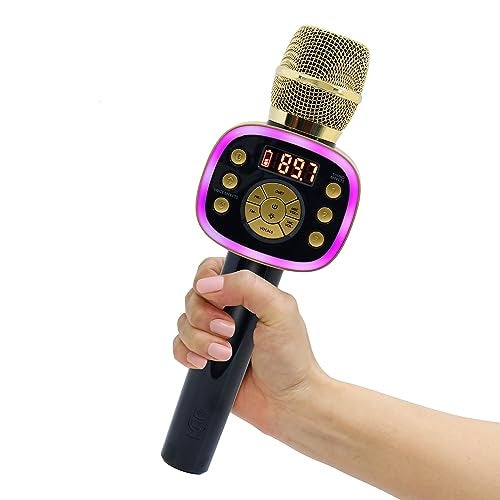 Singing Machine Carpool Karaoke Machine for Kids & Adults, Carpool Karaoke The Mic 2.0 - Wireless & Bluetooth Karaoke Microphone with Voice Changing Sound Effects as White Elephant Gift - Gold & Black - Image 1