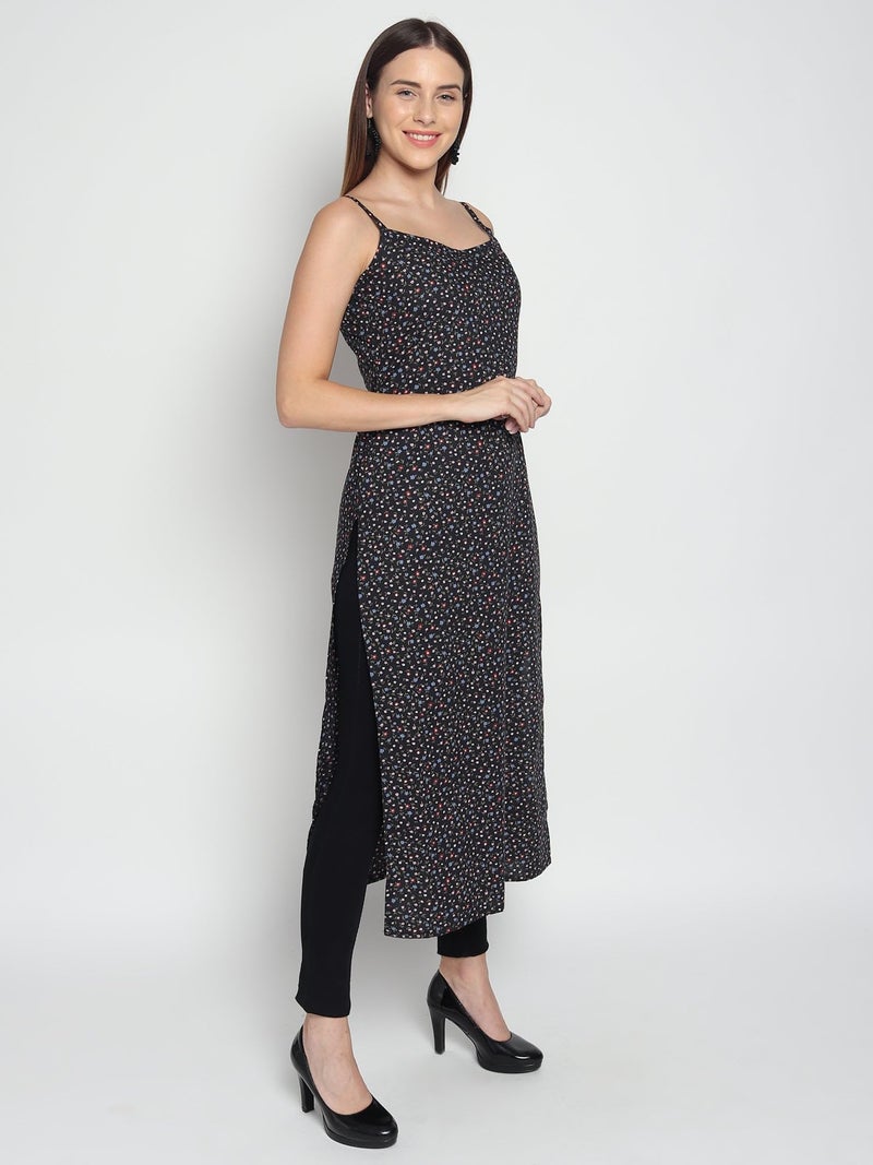 PATLANI Women's Crepe Full Stitched Kurti. Black - Image 3
