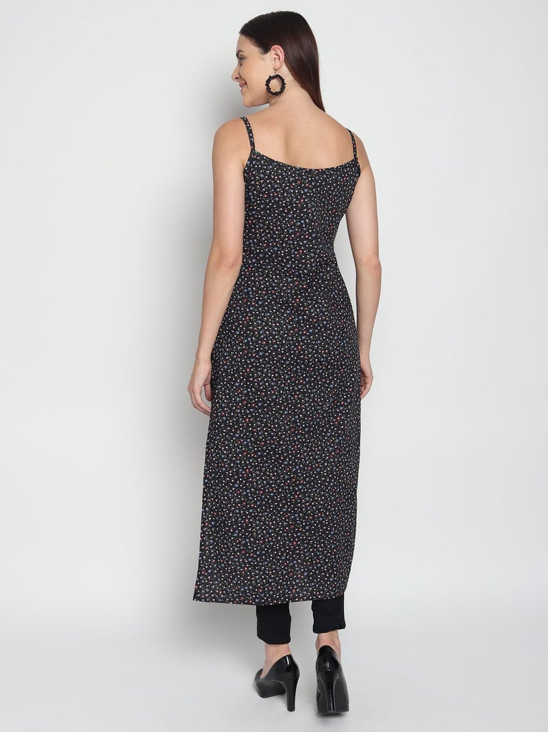 PATLANI Women's Crepe Full Stitched Kurti. Black - Image 2