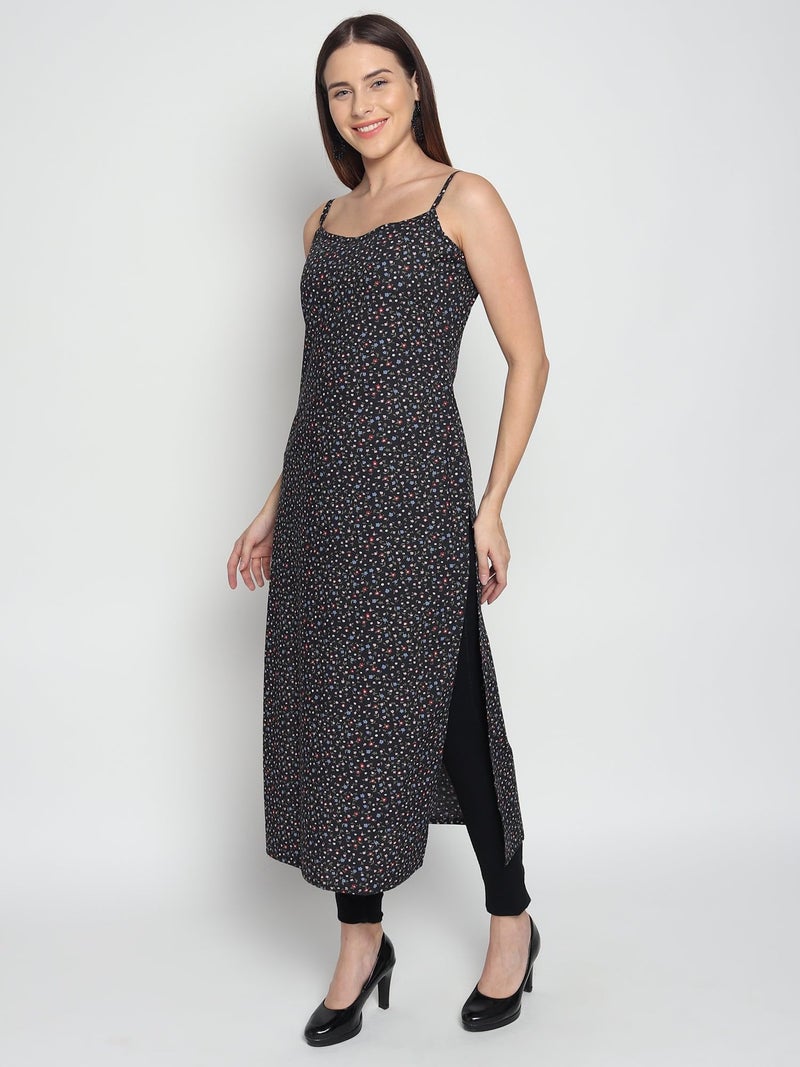 PATLANI Women's Crepe Full Stitched Kurti. Black - Image 4